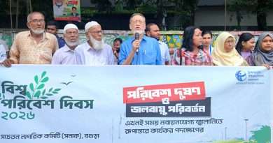 জলবায়ু পরিবর্তনের প্রভাব মোকাবিলায় বগুড়ায় সনাক-টিআইবি’র মানববন্ধন